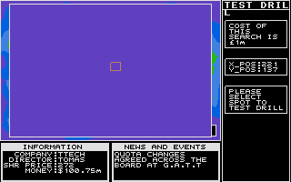 Tycoon (Atari ST) screenshot: Test drill time