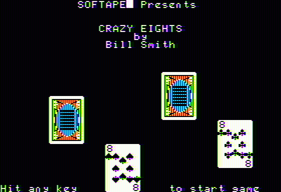 Crazy Eights (Apple II) screenshot: Title screen