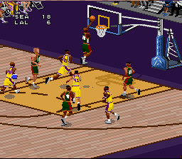 NBA Live 97 (SNES) screenshot: Left-handed layup