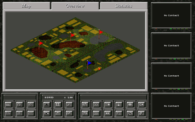 Muzzle Velocity (DOS) screenshot: Overview map.
