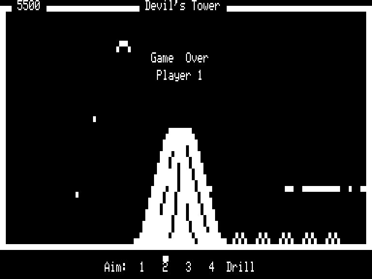 Devil's Tower (TRS-80) screenshot: Game over