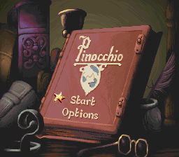 Pinocchio (SNES) screenshot: Main menu