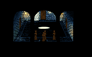 Future Wars: Adventures in Time (Amiga) screenshot: Inside the monastery.