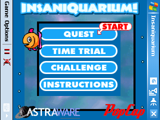 Insaniquarium! Deluxe (Windows Mobile) screenshot: Main menu