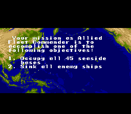 P.T.O.: Pacific Theater of Operations (SNES) screenshot: Mission objectives
