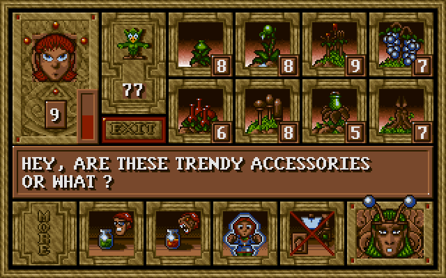 Elf (DOS) screenshot: Buying herbs.