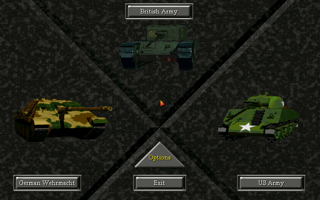Muzzle Velocity (DOS) screenshot: Choose your side!