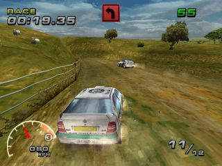 WRC: FIA World Rally Championship Arcade (PlayStation) screenshot: New Zealand, famous for its sheep