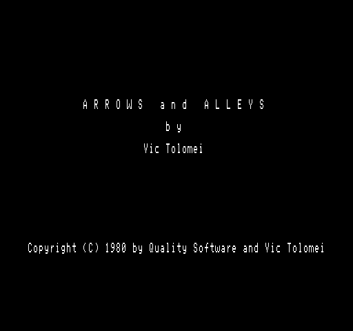 Arrows and Alleys (Exidy Sorcerer) screenshot: Title screen