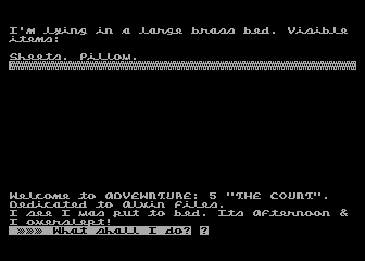 The Count (Atari 8-bit) screenshot: Title and starting location