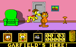 Garfield: Big, Fat, Hairy Deal (Amiga) screenshot: Odie and Garfield