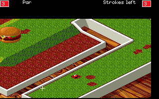 Will Harvey's Zany Golf (Amiga) screenshot: Hamburger Hole course starts