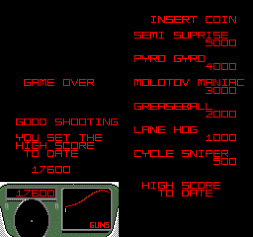 Spy Hunter II (Arcade) screenshot: Game over player 1