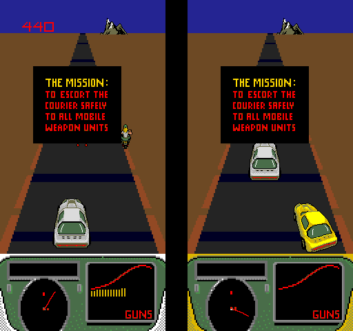 Spy Hunter II (Arcade) screenshot: Two-player simultaneous play