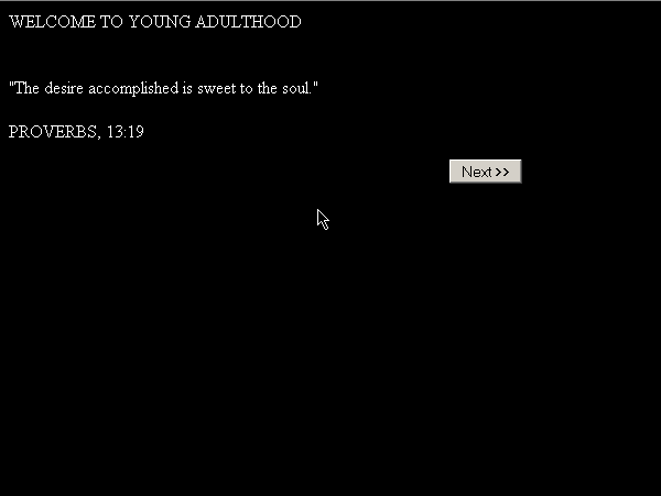 Alter Ego (Browser) screenshot: On to young adulthood!
