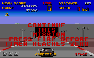 Chase H.Q. (Atari ST) screenshot: Out of time