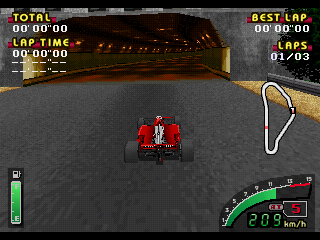 Indy 500 (PlayStation) screenshot: The 2nd camera view or something.