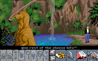 Flight of the Amazon Queen (Amiga) screenshot: Look! A dinosaur!