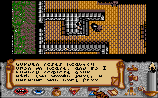 Times of Lore (Atari ST) screenshot: Just woke up and already my first quest!