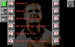 Gazza II (Amiga) screenshot: Options menu