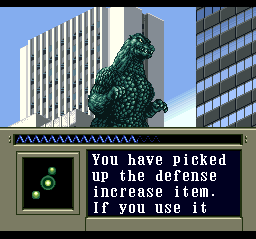 Super Godzilla (SNES) screenshot: Picked up a defensive item