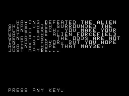 Astromania (TI-99/4A) screenshot: Moving on to the generator