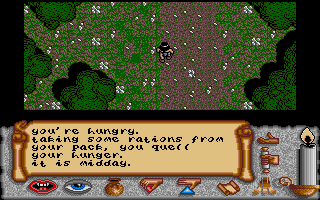 Times of Lore (Atari ST) screenshot: Hunger daemon kicks in