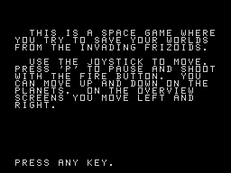 Astromania (TI-99/4A) screenshot: Instructions