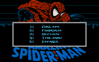 The Amazing Spider-Man (Atari ST) screenshot: Language selection