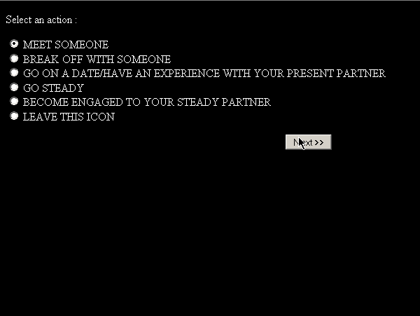 Alter Ego (Browser) screenshot: Starting a romance.