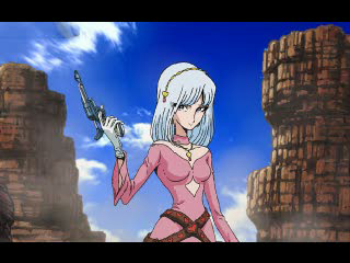 Cosmowarrior Zero (PlayStation) screenshot: Intro sequence - La Sylviana, the bounty Hunter