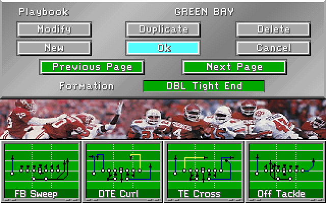 Mike Ditka Ultimate Football (DOS) screenshot: Goofing around with the play book.