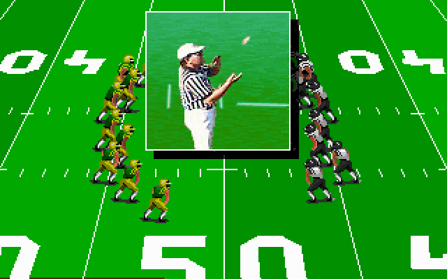 Mike Ditka Ultimate Football (DOS) screenshot: The coin toss.