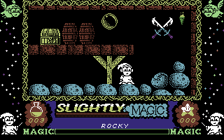 Slightly Magic (Commodore 64) screenshot: FEED THE ROCK GOD!