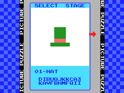 Picture Puzzle (MSX) screenshot: The first puzzle was a hat