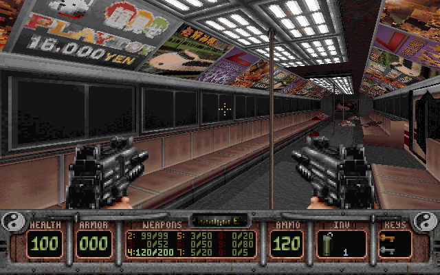 Shadow Warrior (DOS) screenshot: On a subway car