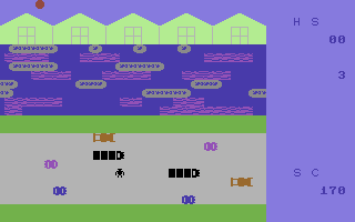 Logger (Commodore 64) screenshot: Crossing the road
