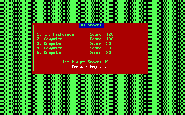 Amazon Snake (DOS) screenshot: The Hi-Score table.