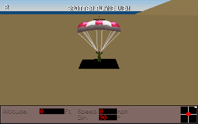 Stunt Island (DOS) screenshot: My spotter views me from a bit back.