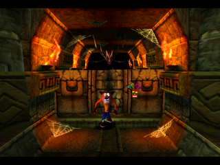 Crash Bandicoot (PlayStation) screenshot: Narrow escape