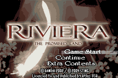 Riviera: The Promised Land (Game Boy Advance) screenshot: Main Menu