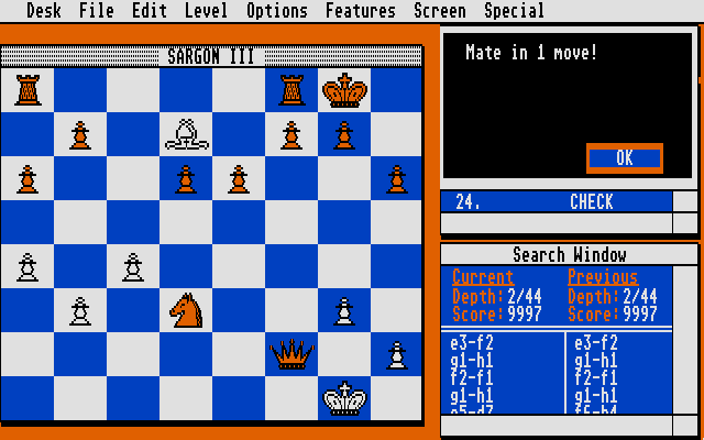 Sargon III (Atari ST) screenshot: This is not going my way