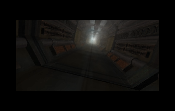 Enemy Zero (SEGA Saturn) screenshot: Meanwhile... an enraged cameraman is charging through a dark tunnel somewhere.