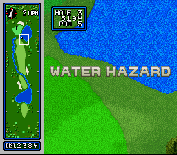 Hole in One (SNES) screenshot: After a long, hot day of golf, why don't we take a dip in the lake...