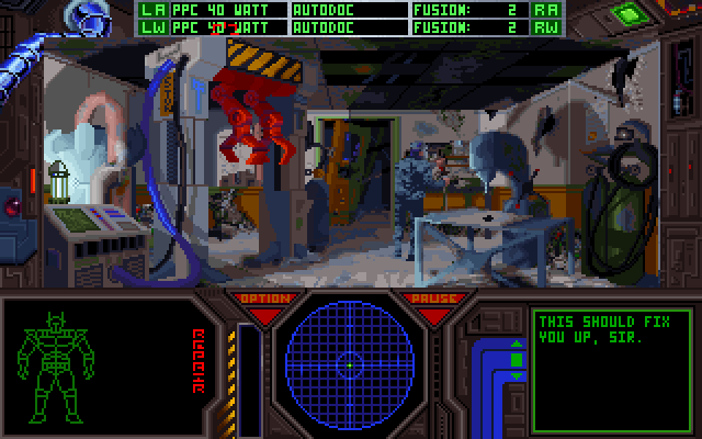 The Terminator 2029 (DOS) screenshot: At the repair facility
