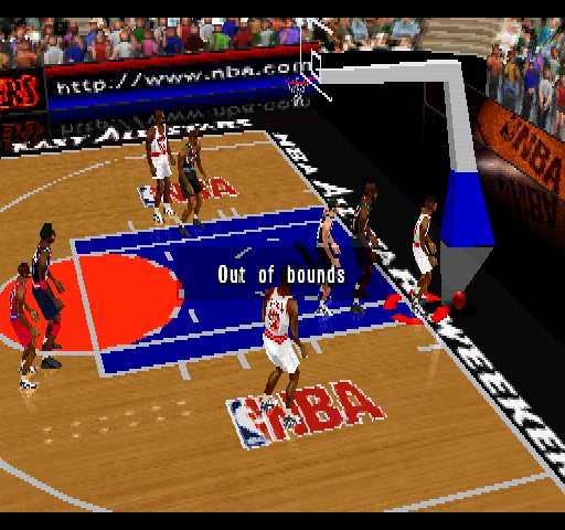 NBA in the Zone '98 (PlayStation) screenshot: Out of bounds.