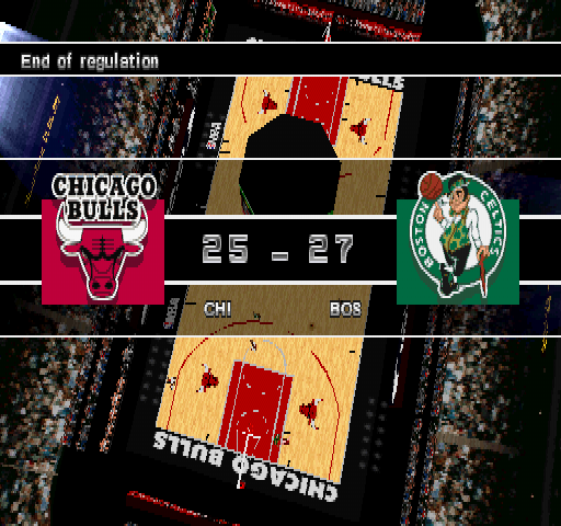 NBA in the Zone 2000 (PlayStation) screenshot: End of regulation...