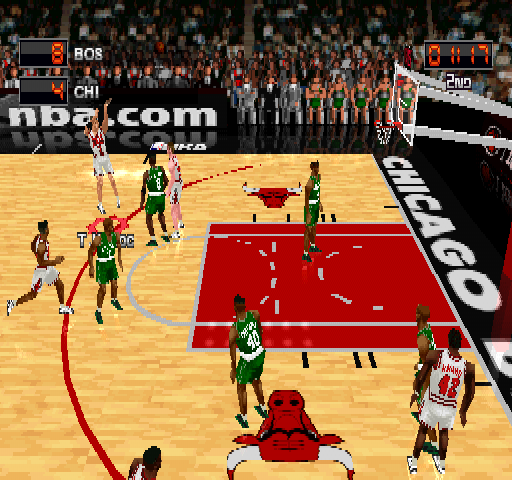 NBA in the Zone 2000 (PlayStation) screenshot: Three-point shot?!