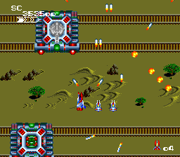 Final Soldier (TurboGrafx-16) screenshot: Tanks are attacking