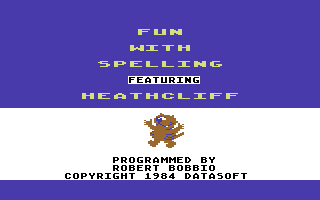 Heathcliff: Fun with Spelling (Commodore 64) screenshot: Title screen